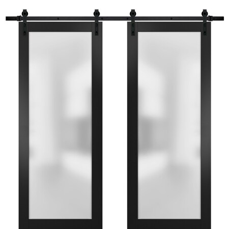 Sartodoors Double Barn Interior Door, 60" x 96", Black PLANUM2102DB-BLK-6096